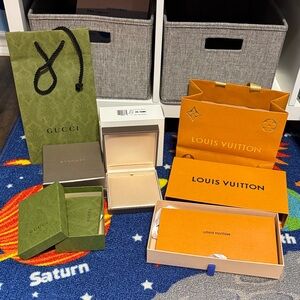 Louis Vuitton and Gucci and Bvlgari Gift Boxes